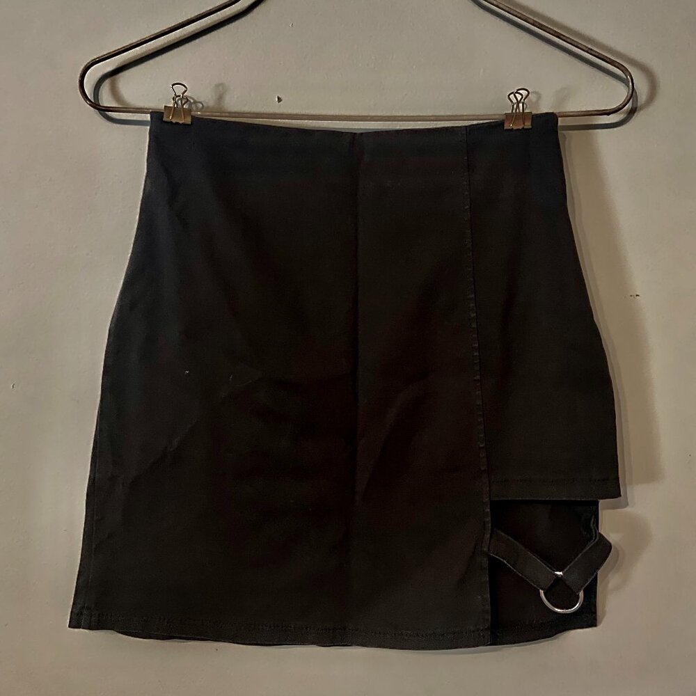 Vintage buckle cut out mini skirt y2k
